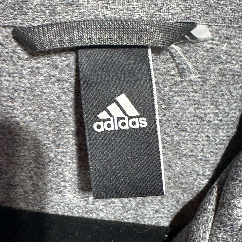 Adidas Heather Gray With Aqua Stripes Full Zip With Pockets Size Large - Picture 3 of 7